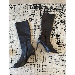 STUART WEITZMAN Black Leather Peeptoe Boots Size 6